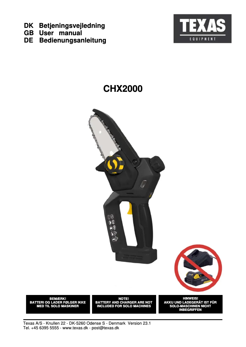 Imagen de la primera página del manual del dispositivo CHX2000