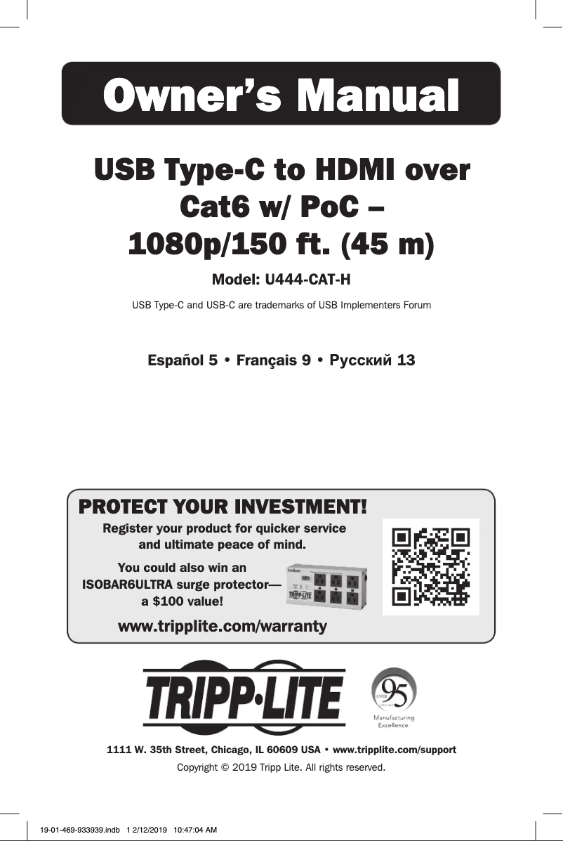 Imagen de la primera página del manual del dispositivo U444-CAT-H