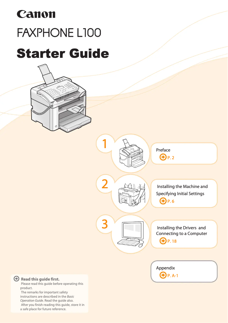 Imagen de la primera página del manual del dispositivo Faxphone L100