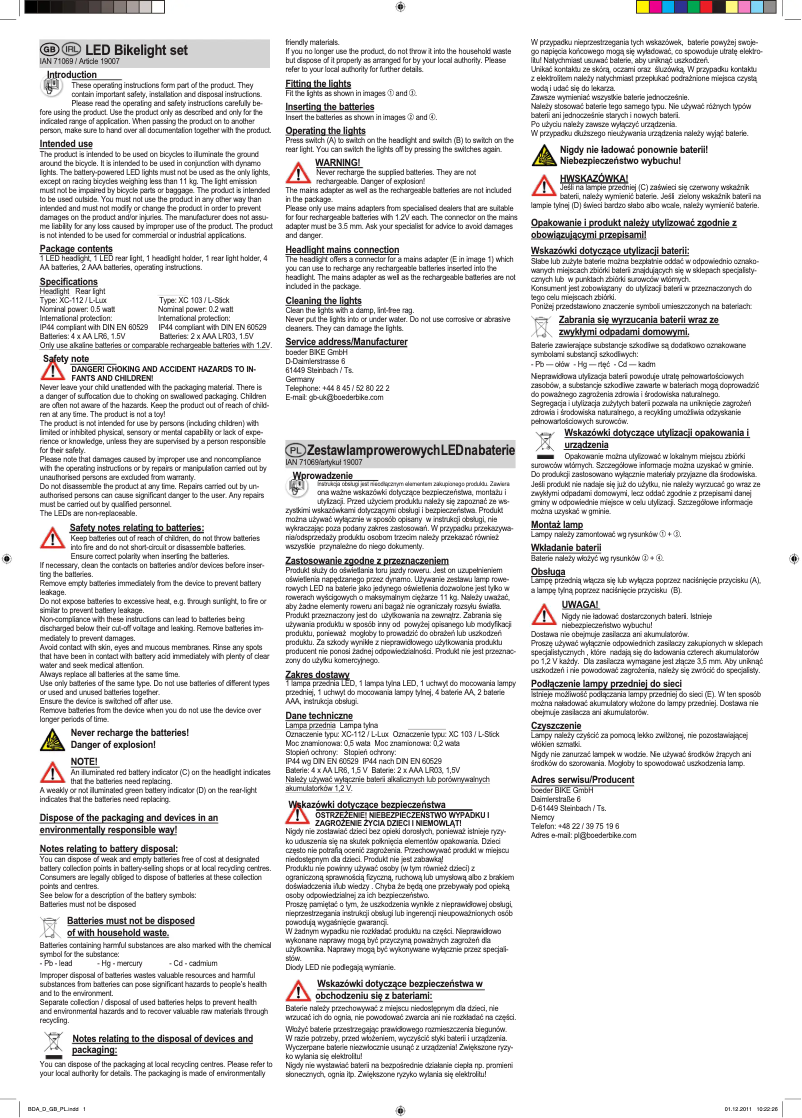 Página 1 del manual Manual de usuario Crivit IAN 71069