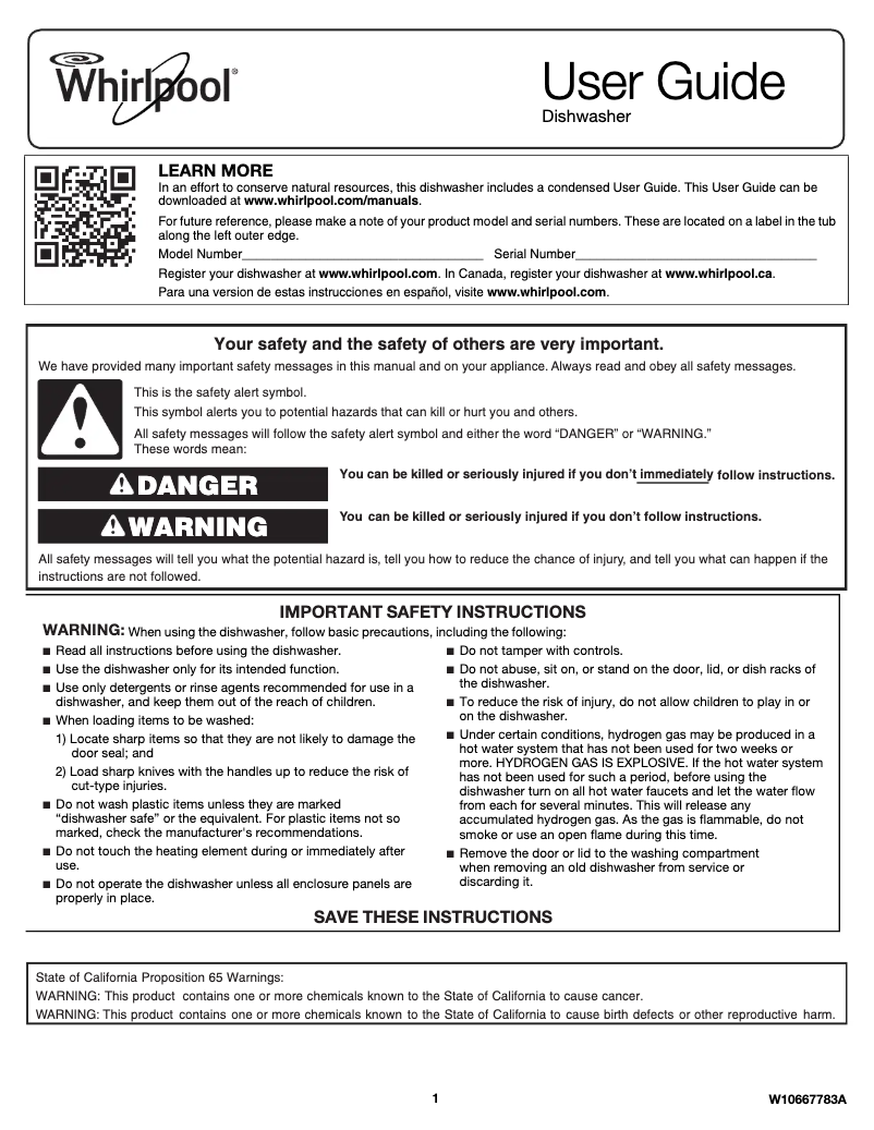 Imagen de la primera página del manual del dispositivo WDF110PABB