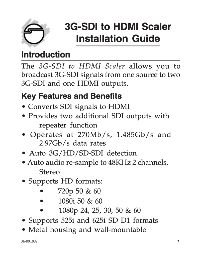Imagen de la primera página del manual del dispositivo CE-SD0611-S1