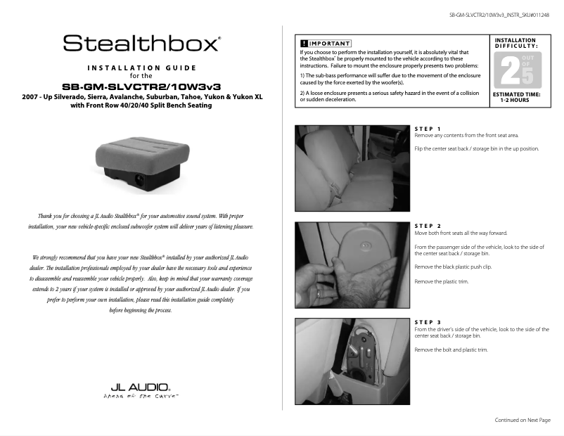 Imagen de la primera página del manual del dispositivo Stealthbox SB-GM-SLVCTR2/10W3v3/DG