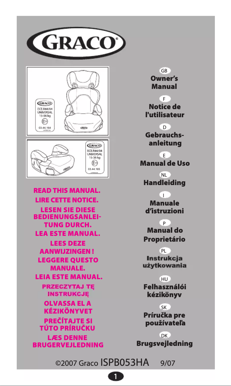 Página 1 del manual Manual de usuario Graco Peacoat