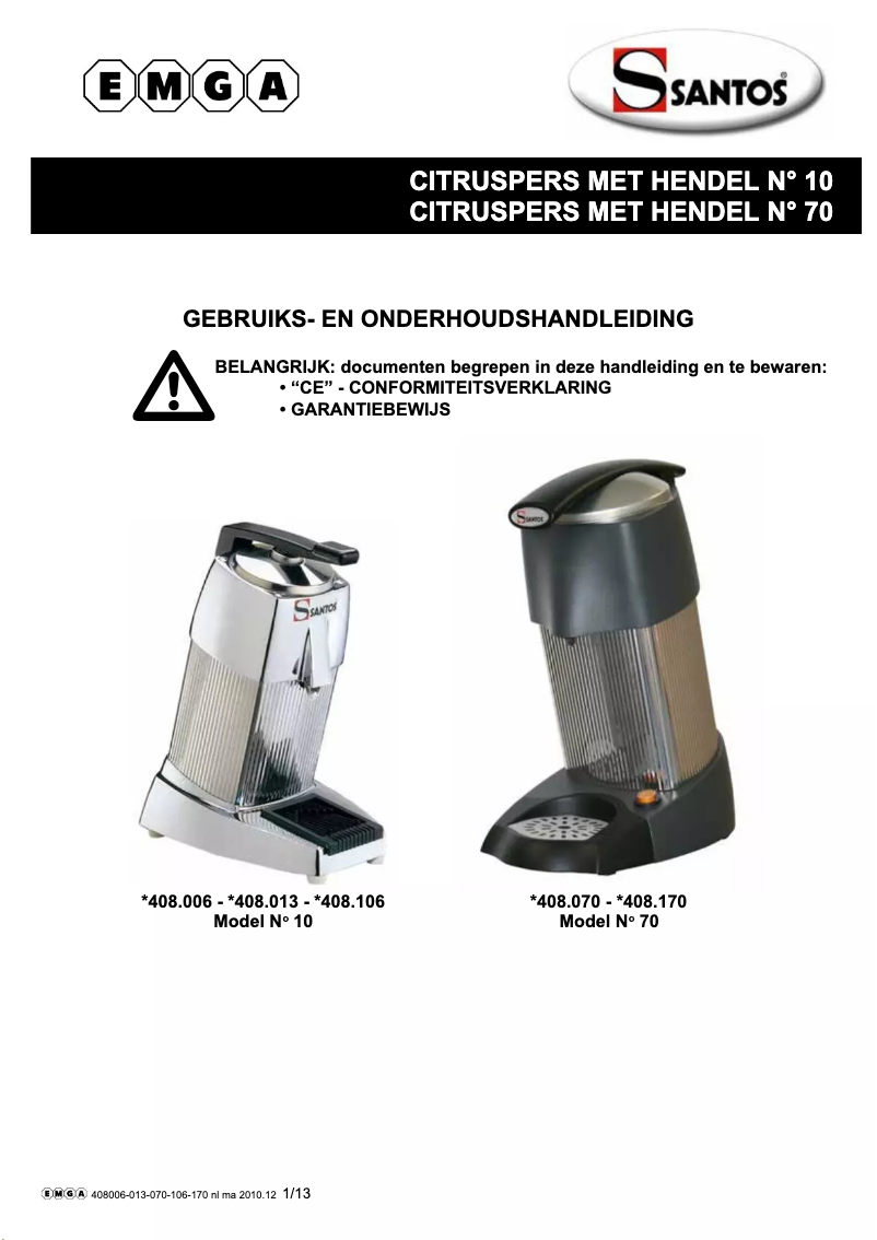 Página nº 1 - Manual de usuario Santos N° 70