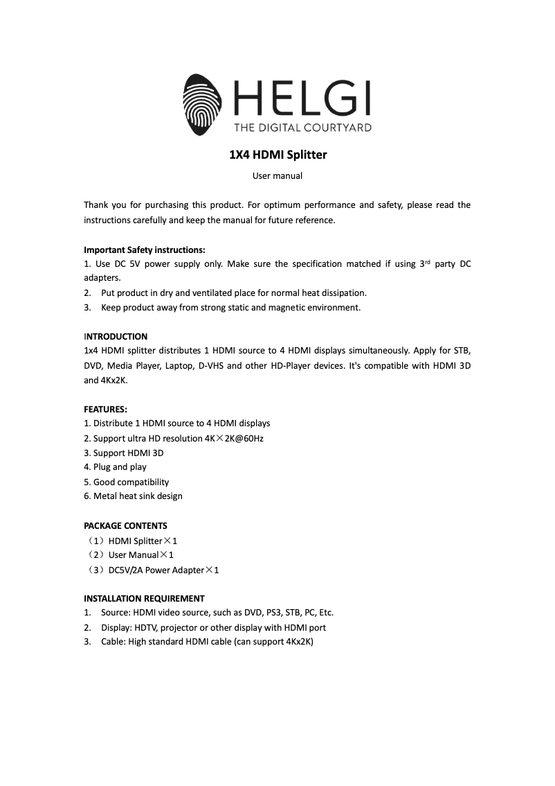 Imagen de la primera página del manual del dispositivo HLG0314-V2.0