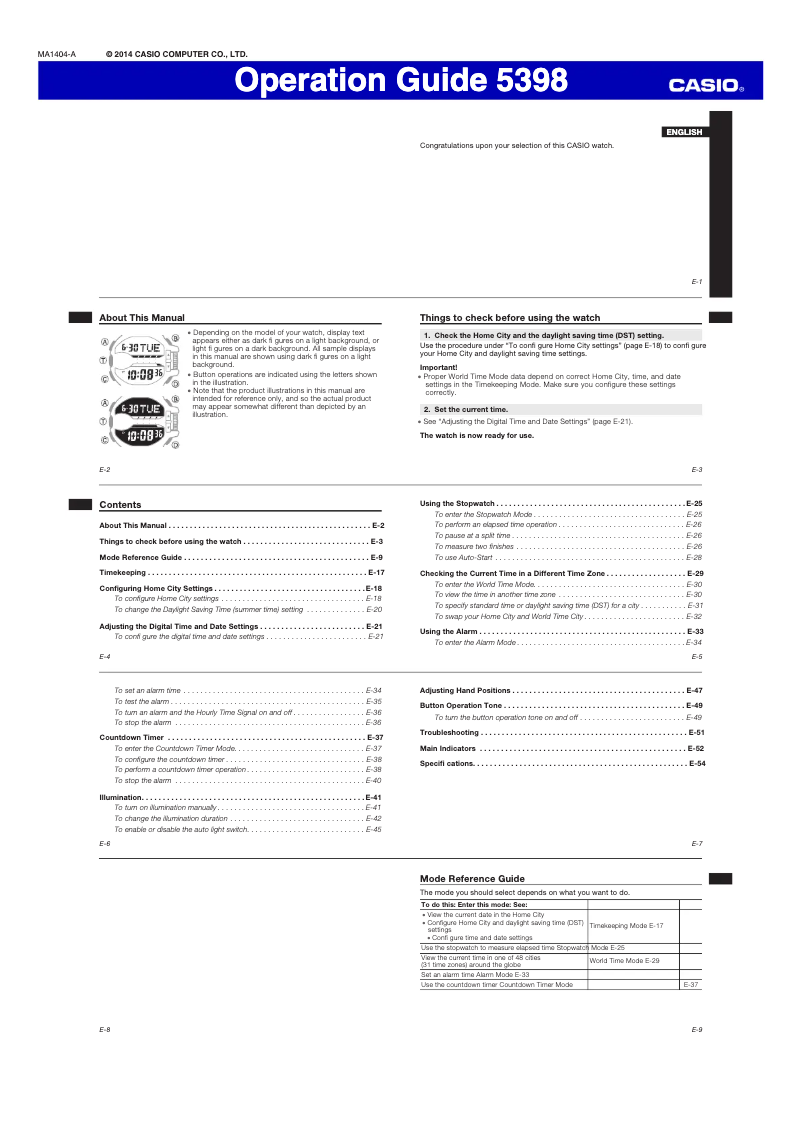 Página 1 del manual Manual de usuario Casio G-Shock GA-400SK-1A9ER