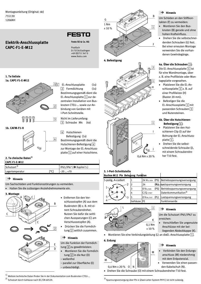 Página 1 del manual Manual de usuario Festo CAPC-F1-E-M12