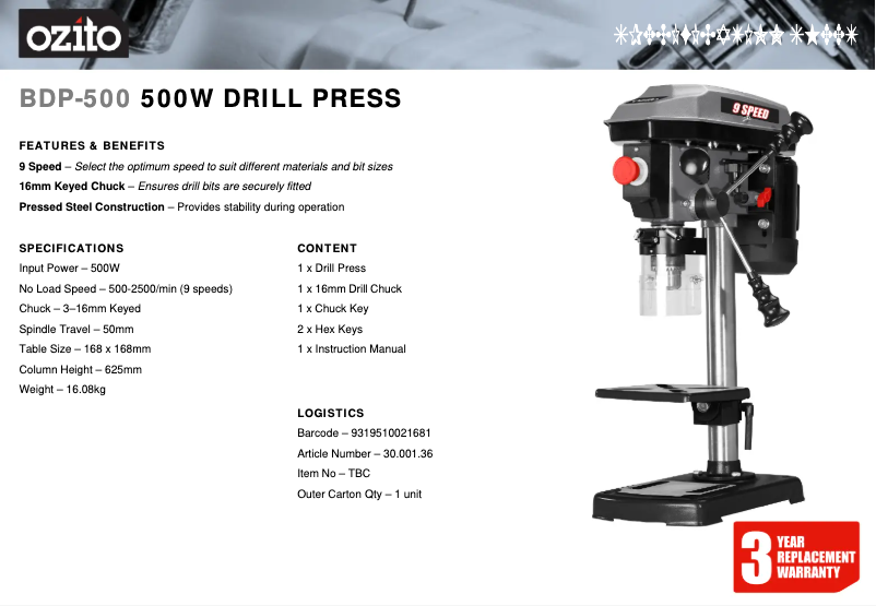 Imagen de la primera página del manual del dispositivo BDP-500