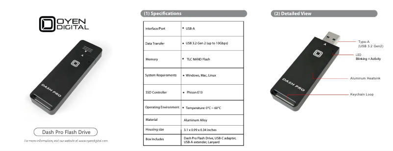 Página 1 del manual Manual de usuario Oyen Digital Dash Pro