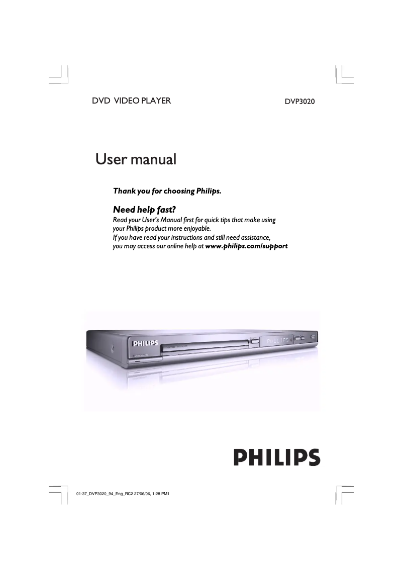 Imagen de la primera página del manual del dispositivo DVP3020X