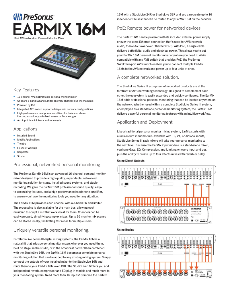 Página nº 1 - Ficha técnica PreSonus EarMix 16M