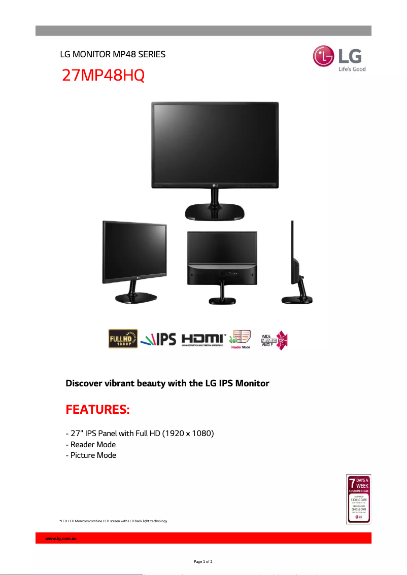 Imagen de la primera página del manual del dispositivo 27MP48HQ-P