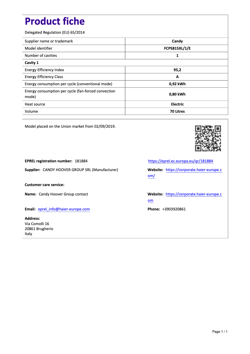 Imagen de la primera página del manual del dispositivo FCPS815XL/1E