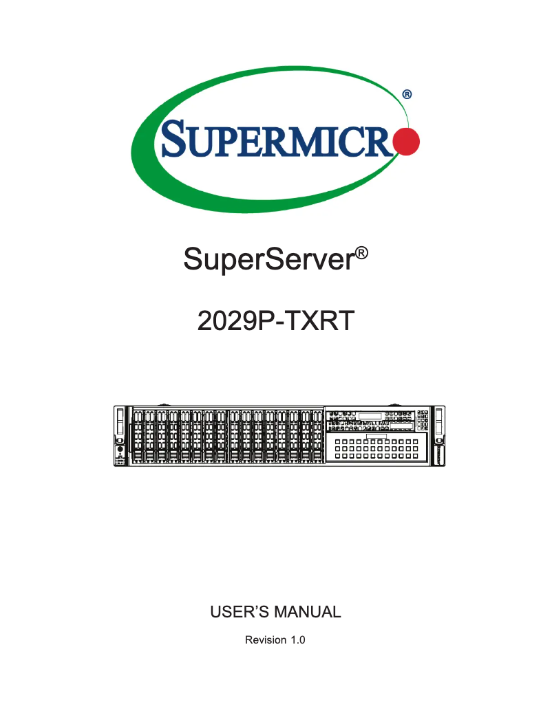 Página 1 del manual Manual de usuario Supermicro SuperServer 2029P-TXRT