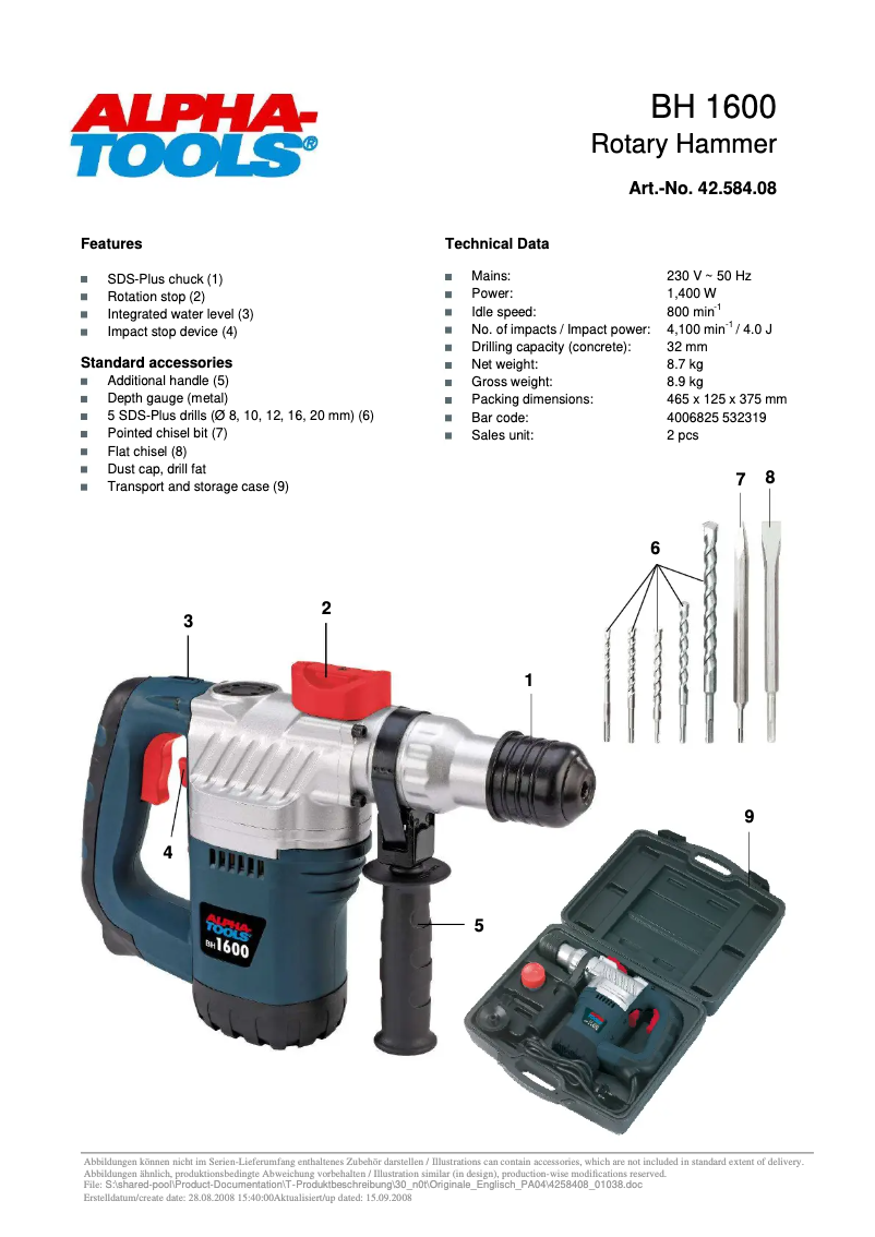 Imagen de la primera página del manual del dispositivo BH 1600