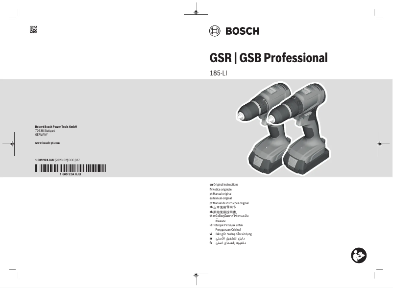 Página nº 1 - Manual de usuario Bosch GSB 185-LI Professional