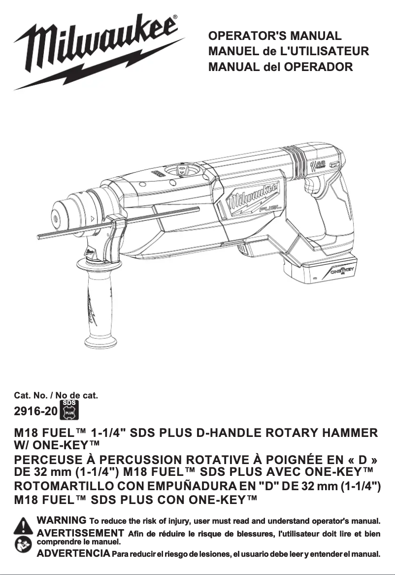 Imagen de la primera página del manual del dispositivo M18 Fuel One-Key 2916-22