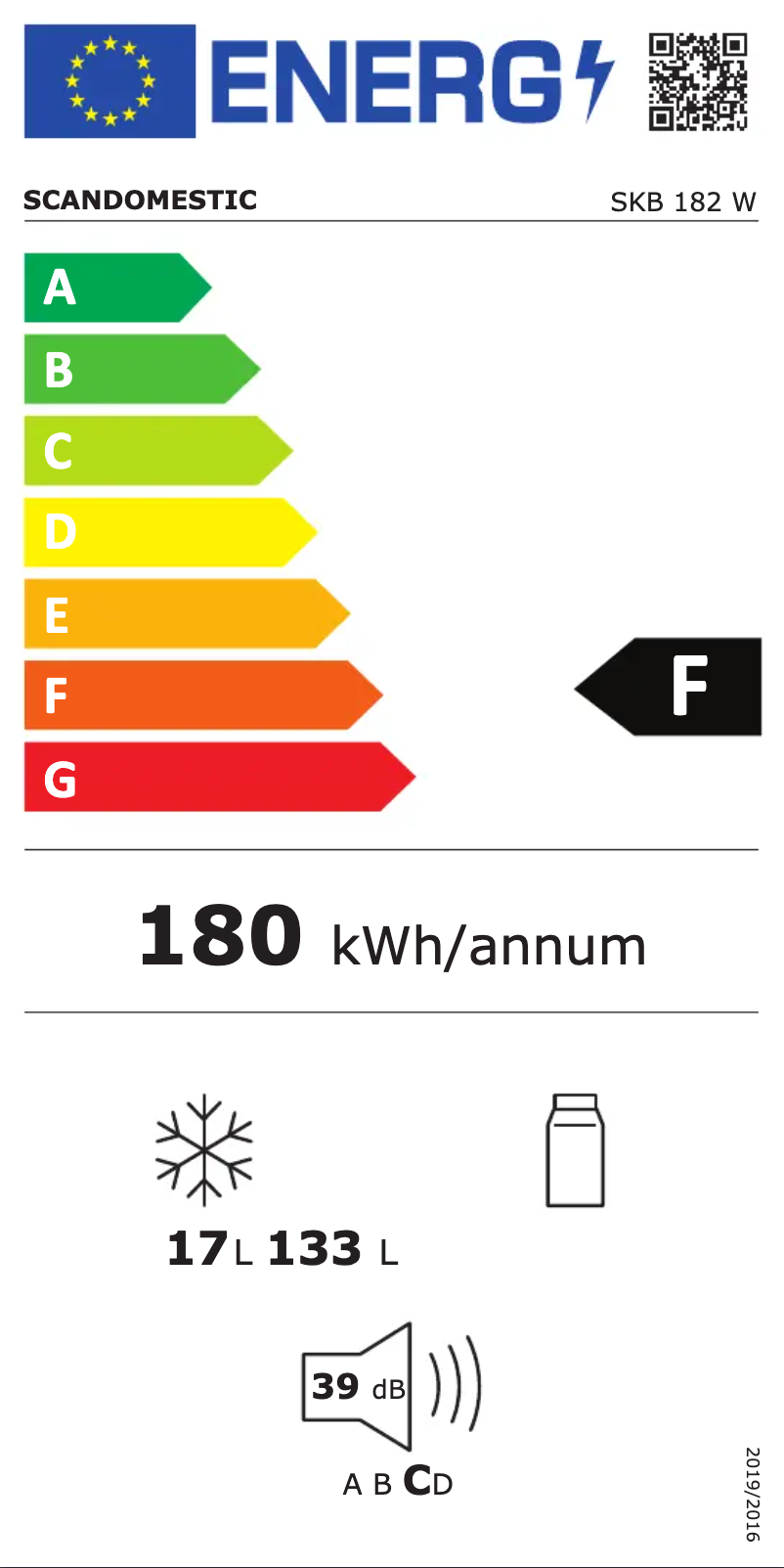 Página 1 del manual Etiqueta energética Scandomestic SKB 182 W