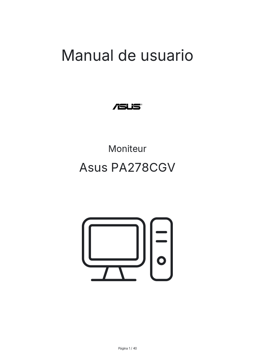 Imagen de la primera página del manual del dispositivo PA278CGV
