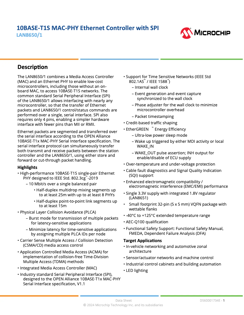 Imagen de la primera página del manual del dispositivo LAN8650
