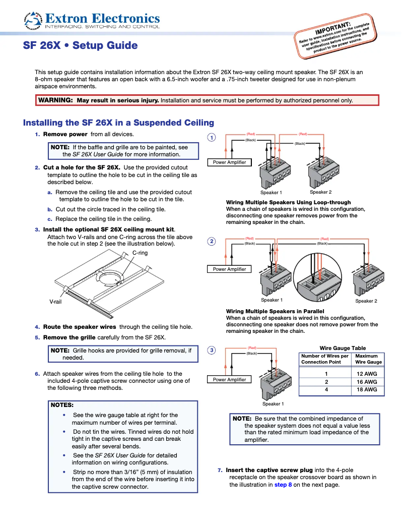 Página 1 del manual Manual de usuario Extron SF 26X