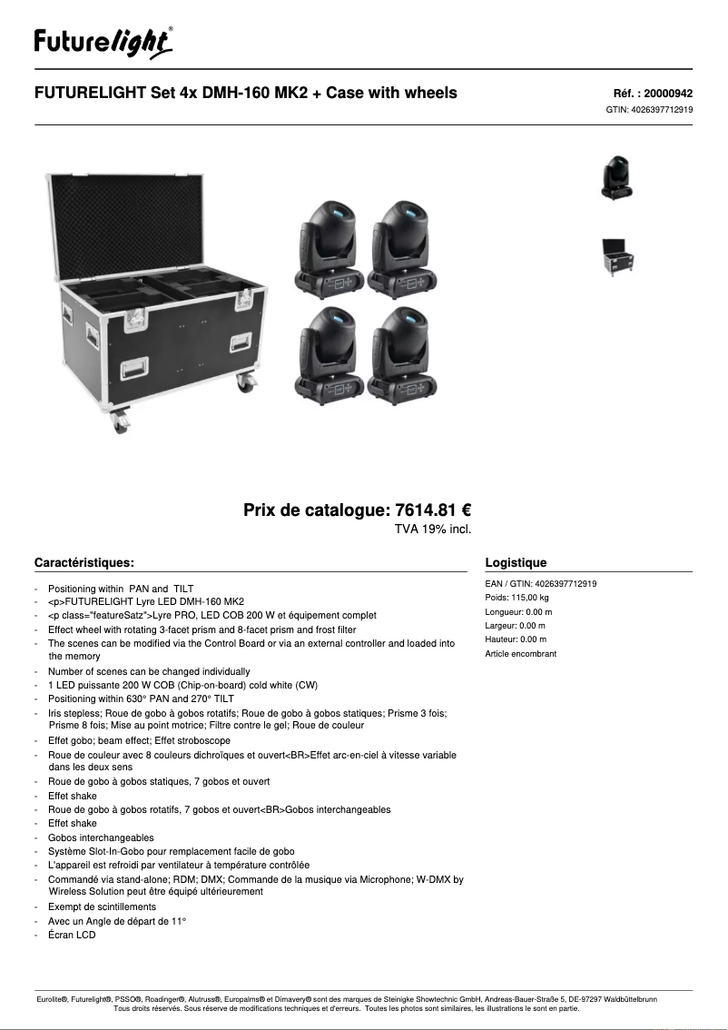 Página 1 del manual Ficha técnica Futurelight DMH-160 MK2