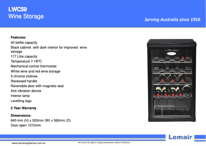 Página nº 1 - Ficha técnica Lemair LWC59