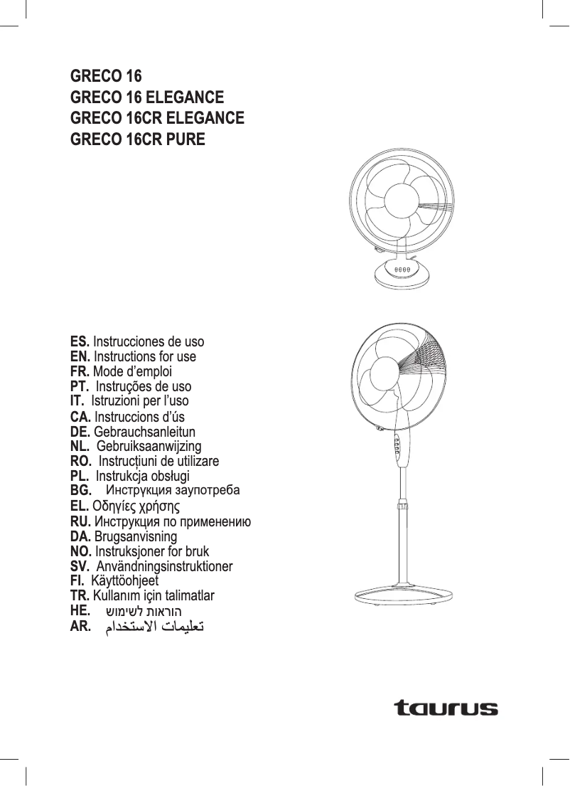 Imagen de la primera página del manual del dispositivo Greco 16CR Pure