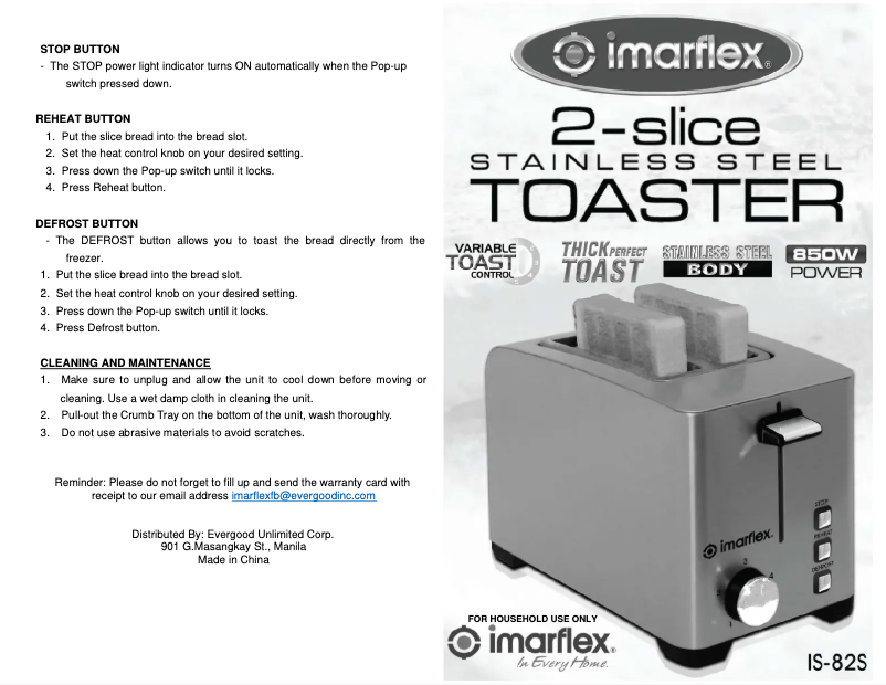 Imagen de la primera página del manual del dispositivo IS-82S