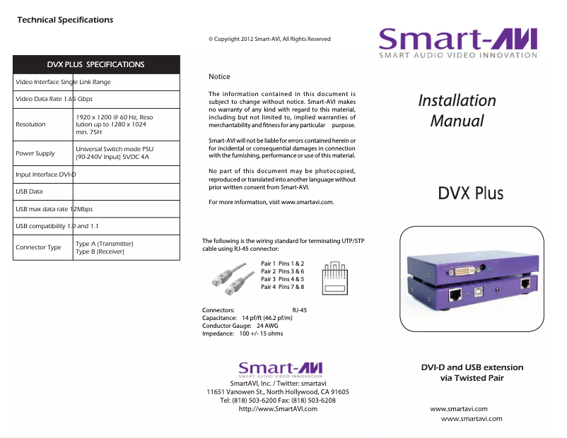 Página nº 1 - Manual de usuario Smart-AVI DVX-PLUS