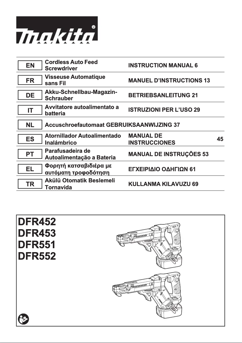 Página 1 del manual Manual de usuario Makita DFR551Z