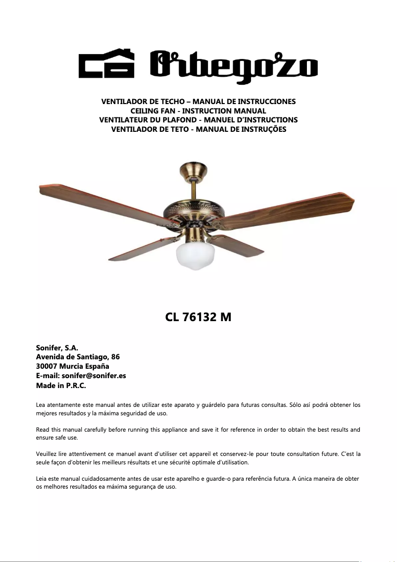 Imagen de la primera página del manual del dispositivo CL 76132 M