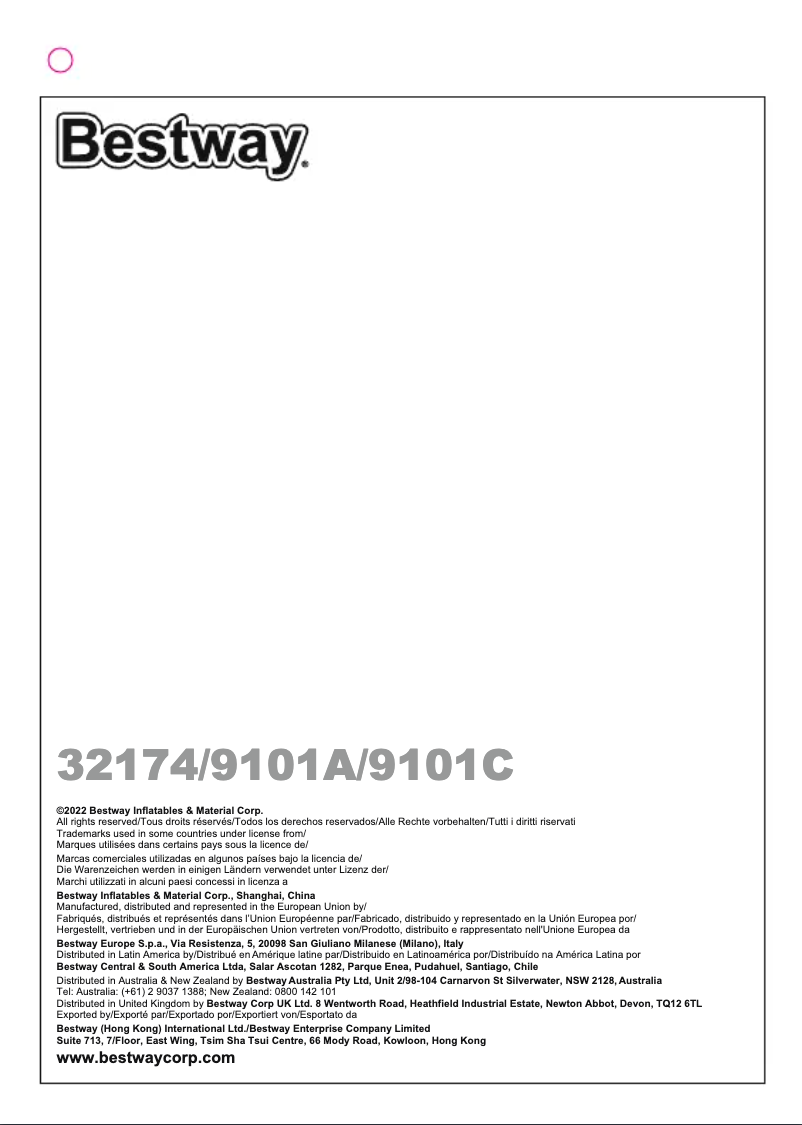 Página 1 del manual Manual de usuario Bestway 9101A