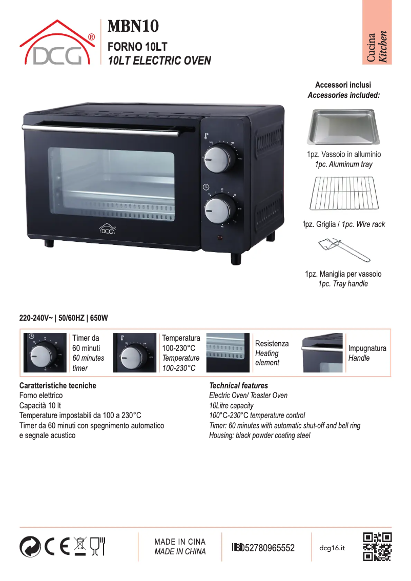 Página 1 del manual Ficha técnica DCG MBN10