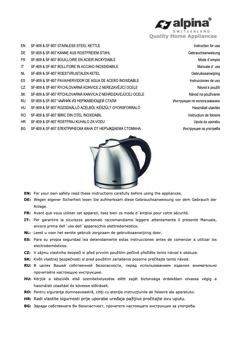 Imagen de la primera página del manual del dispositivo SF 807