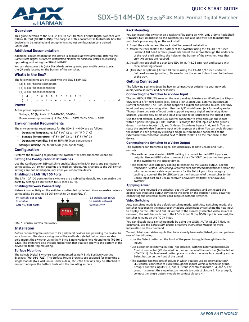 Imagen de la primera página del manual del dispositivo SDX-514M-DX