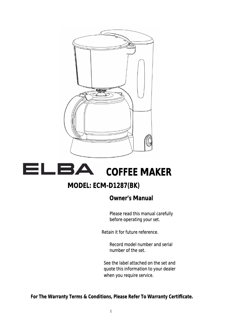 Imagen de la primera página del manual del dispositivo ECM-D1287(BK)