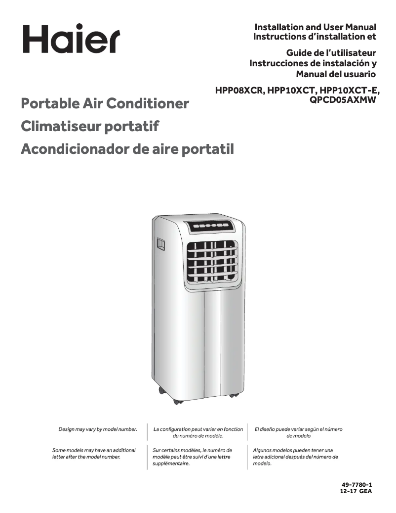 Imagen de la primera página del manual del dispositivo QPCD05AXMW