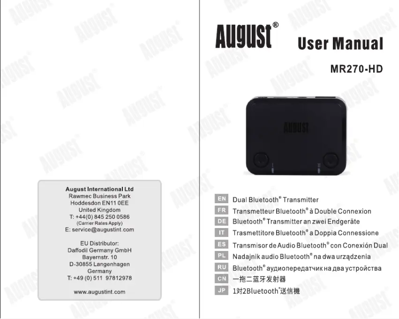 Imagen de la primera página del manual del dispositivo MR270-HD