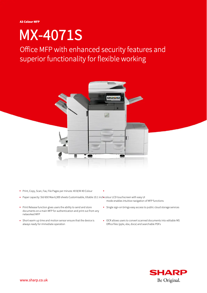 Página 1 del manual Ficha técnica Sharp MX-4071S