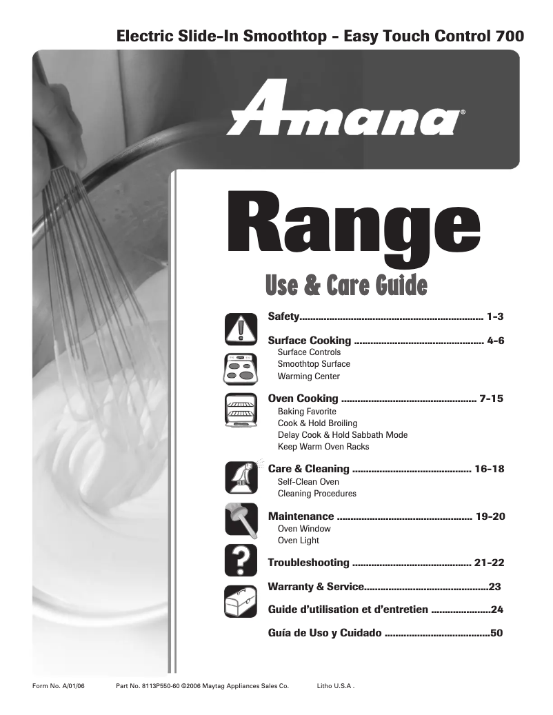 Imagen de la primera página del manual del dispositivo Amana AES3760B