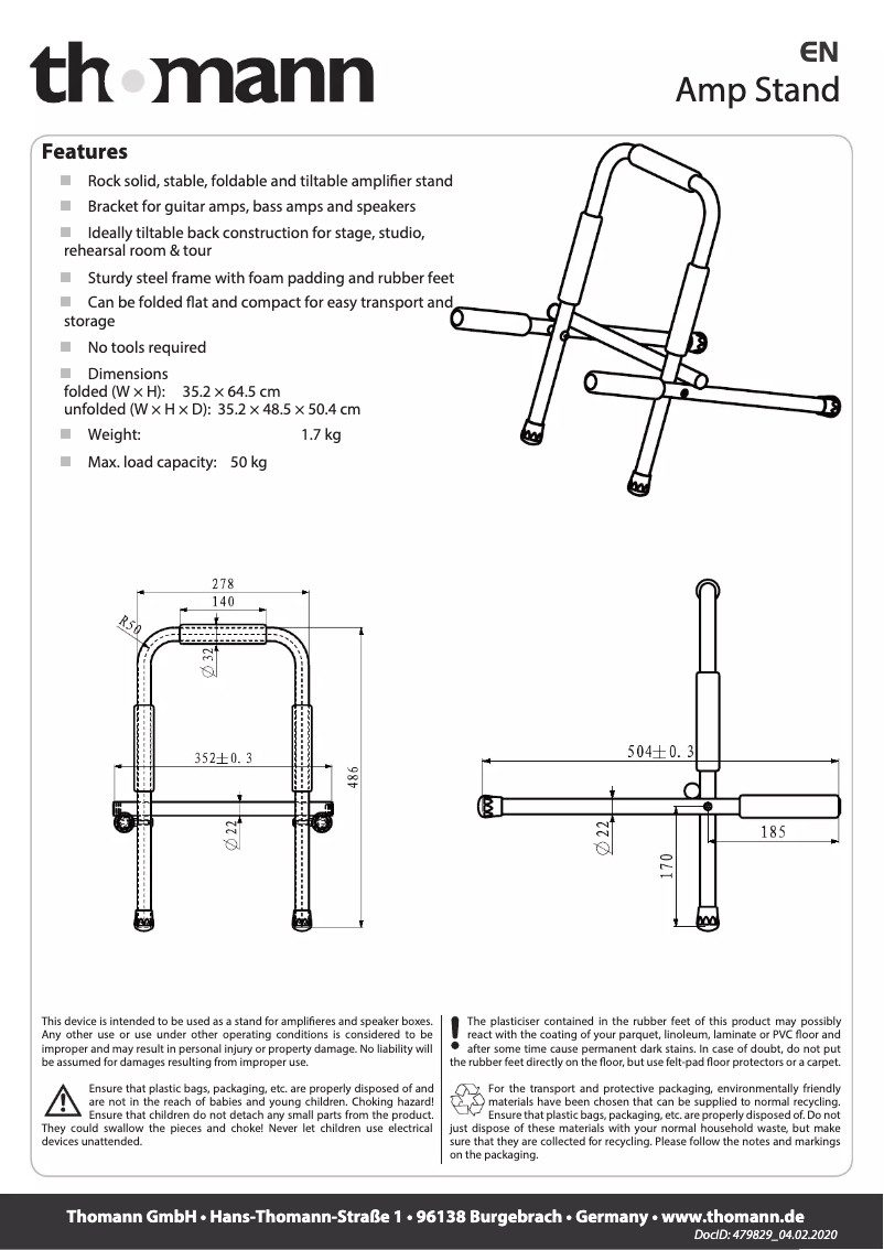 Página 1 del manual Manual de usuario Thomann Amp Stand