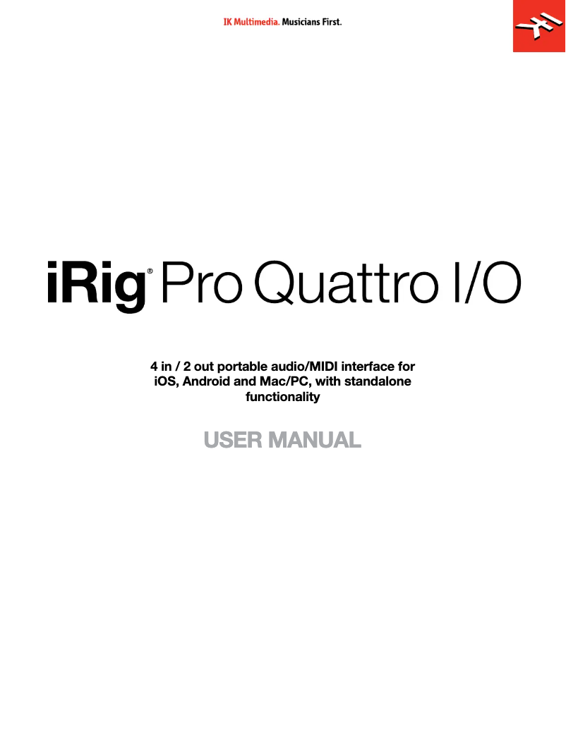 Página 1 del manual Manual de usuario IK Multimedia iRig Pro Quattro I/O