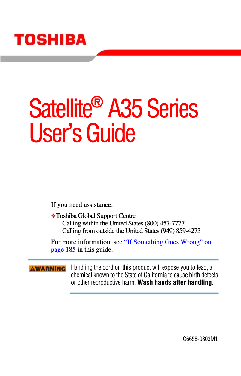 Página 1 del manual Manual de usuario Toshiba Satellite A35