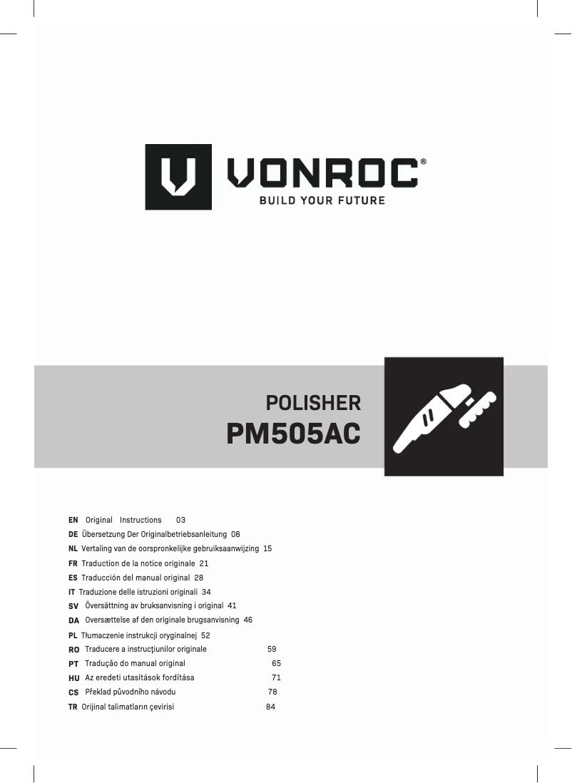 Imagen de la primera página del manual del dispositivo PM505AC