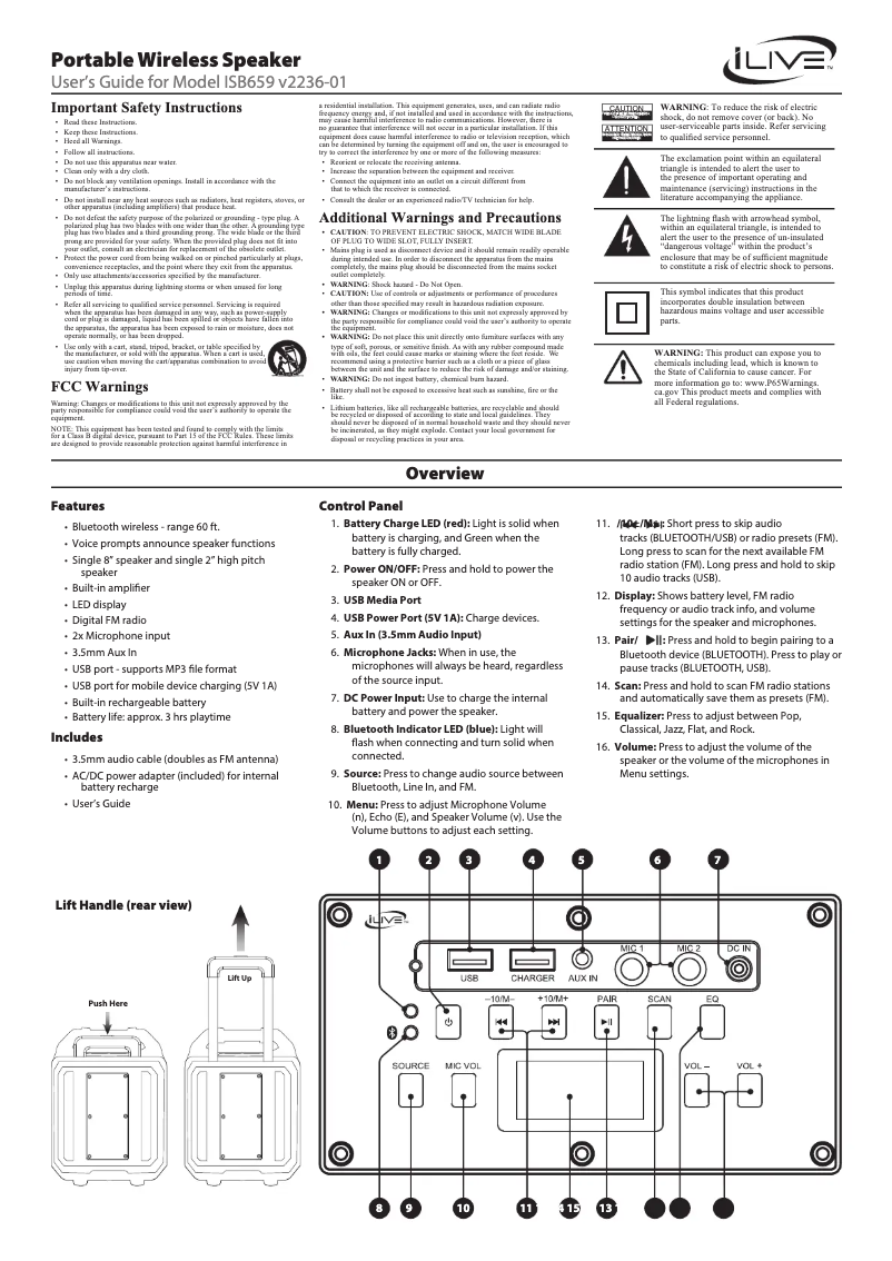 Imagen de la primera página del manual del dispositivo ISB659