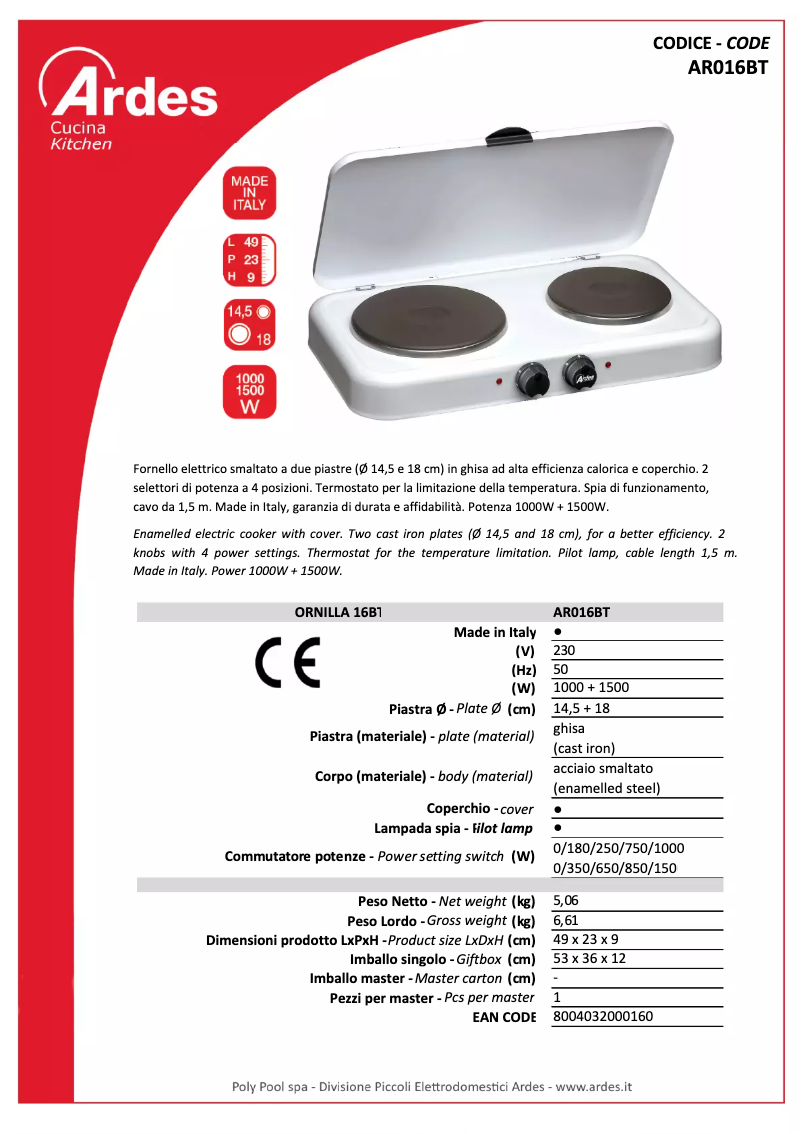 Imagen de la primera página del manual del dispositivo AR016BT