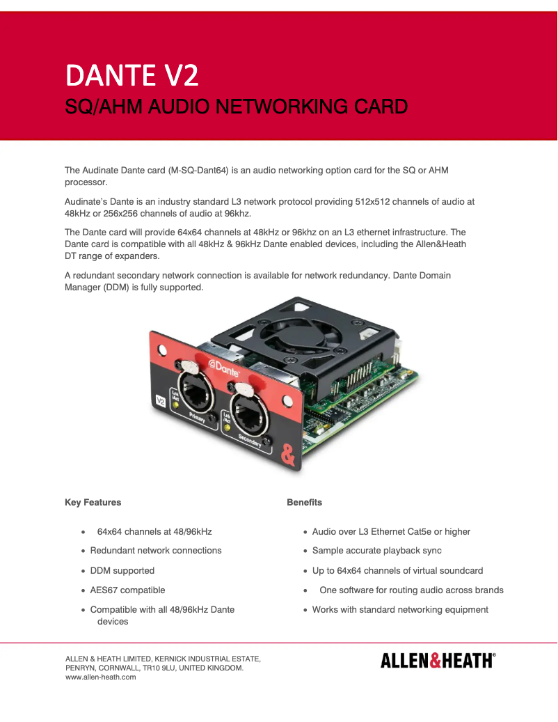 Página 1 del manual Manual de usuario Allen & Heath Dante V2