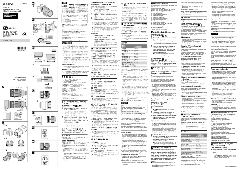 Imagen de la primera página del manual del dispositivo FE 100-400mm f/4.5-5.6 GM OSS
